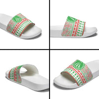Welsh Christmas Slide Sandals Awen and Celtics Culture with Xmas Elements - Wonder Print Shop