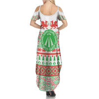Welsh Christmas Summer Maxi Dress Awen and Celtics Culture with Xmas Elements - Wonder Print Shop
