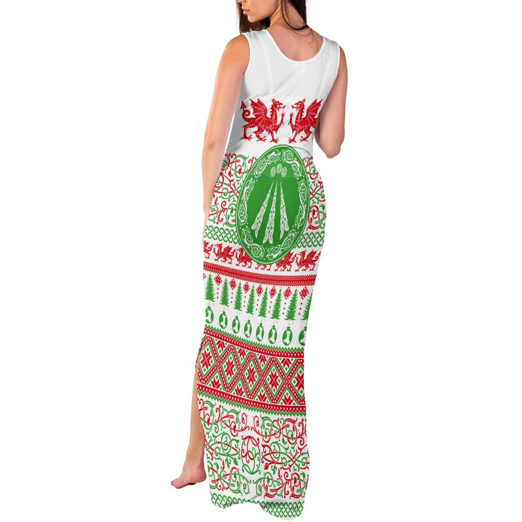 Welsh Christmas Tank Maxi Dress Awen and Celtics Culture with Xmas Elements - Wonder Print Shop