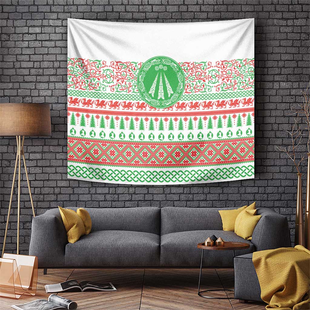Welsh Christmas Tapestry Awen and Celtics Culture with Xmas Elements - Wonder Print Shop