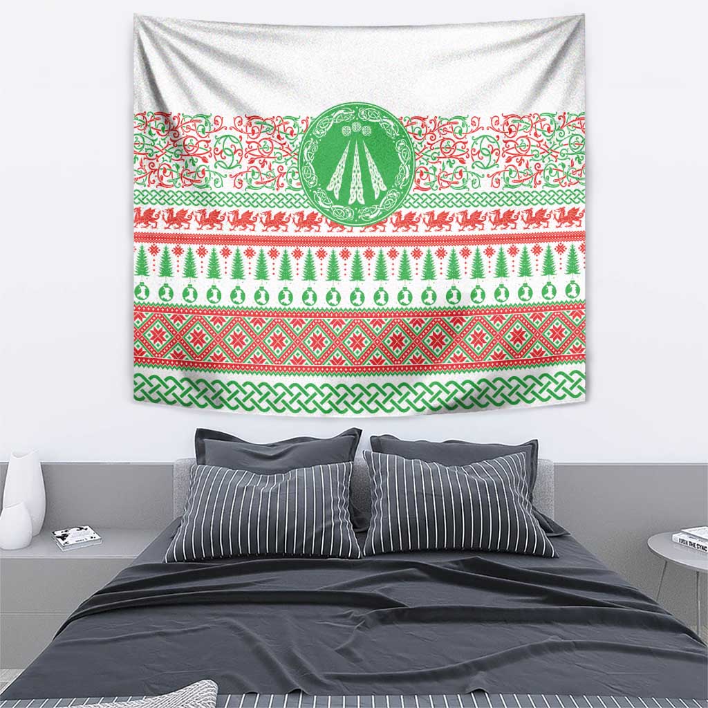 Welsh Christmas Tapestry Awen and Celtics Culture with Xmas Elements - Wonder Print Shop