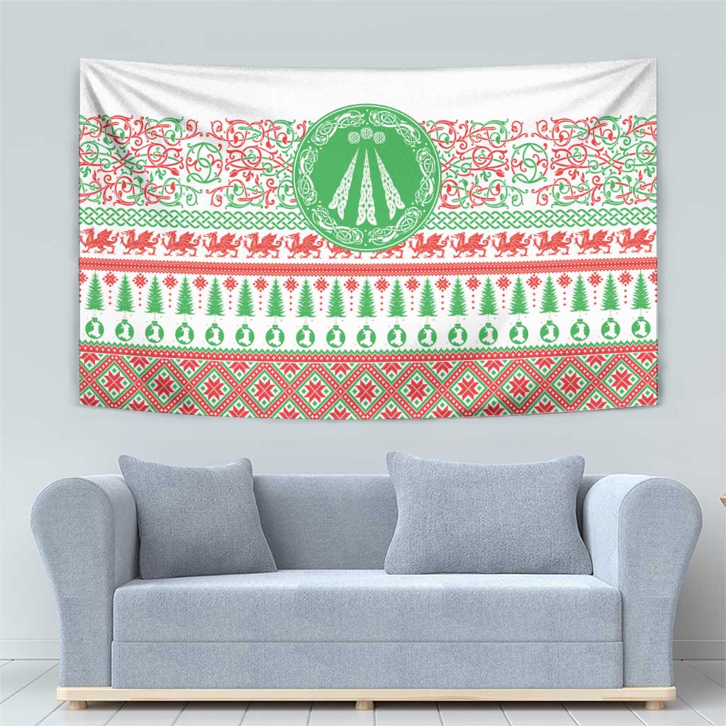 Welsh Christmas Tapestry Awen and Celtics Culture with Xmas Elements - Wonder Print Shop