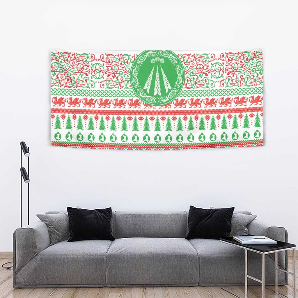 Welsh Christmas Tapestry Awen and Celtics Culture with Xmas Elements - Wonder Print Shop