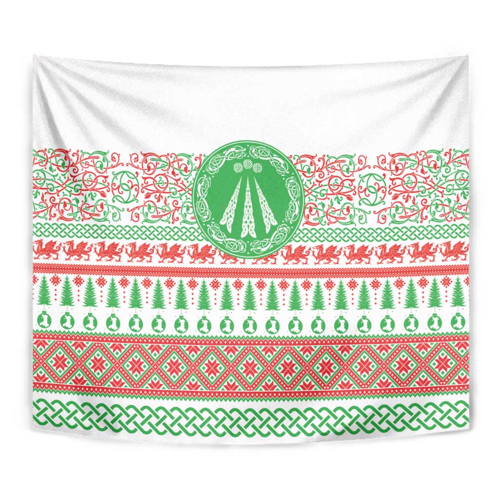 Welsh Christmas Tapestry Awen and Celtics Culture with Xmas Elements - Wonder Print Shop