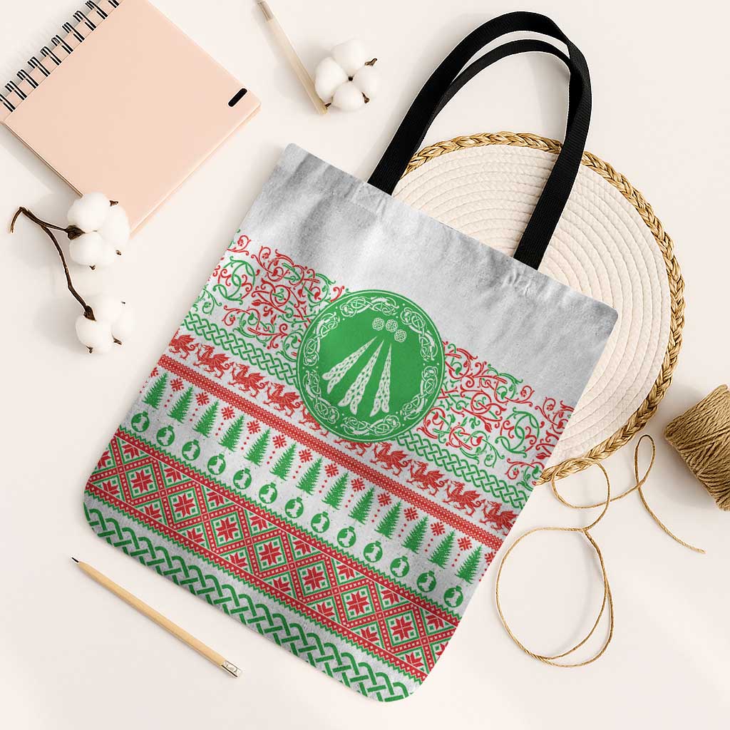 Welsh Christmas Tote Bag Awen and Celtics Culture with Xmas Elements - Wonder Print Shop