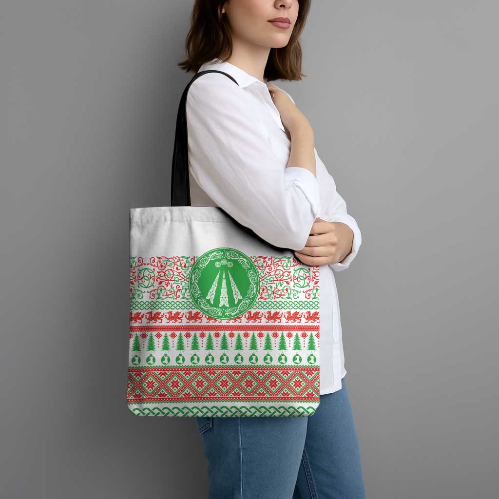 Welsh Christmas Tote Bag Awen and Celtics Culture with Xmas Elements - Wonder Print Shop