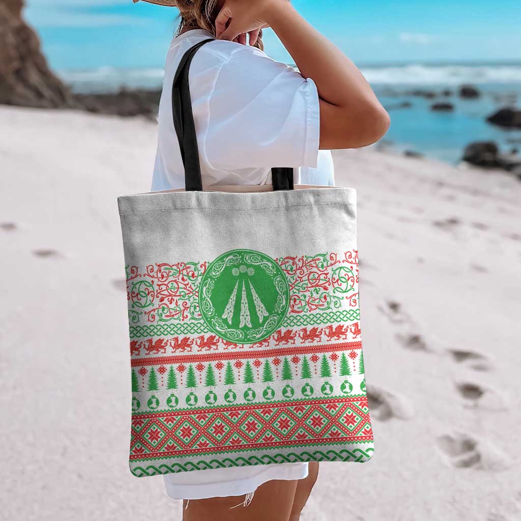 Welsh Christmas Tote Bag Awen and Celtics Culture with Xmas Elements - Wonder Print Shop