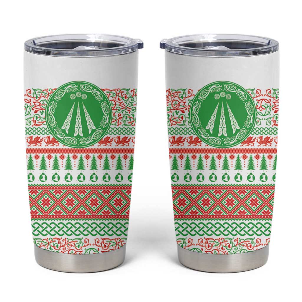 Welsh Christmas Tumbler Cup Awen and Celtics Culture with Xmas Elements - Wonder Print Shop