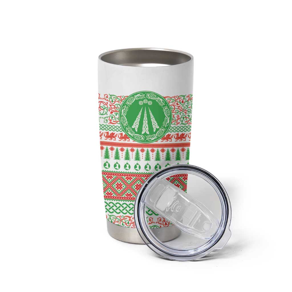 Welsh Christmas Tumbler Cup Awen and Celtics Culture with Xmas Elements - Wonder Print Shop