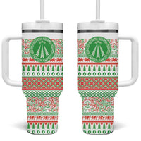 Welsh Christmas Tumbler With Handle Awen and Celtics Culture with Xmas Elements - Wonder Print Shop
