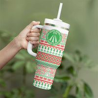 Welsh Christmas Tumbler With Handle Awen and Celtics Culture with Xmas Elements - Wonder Print Shop