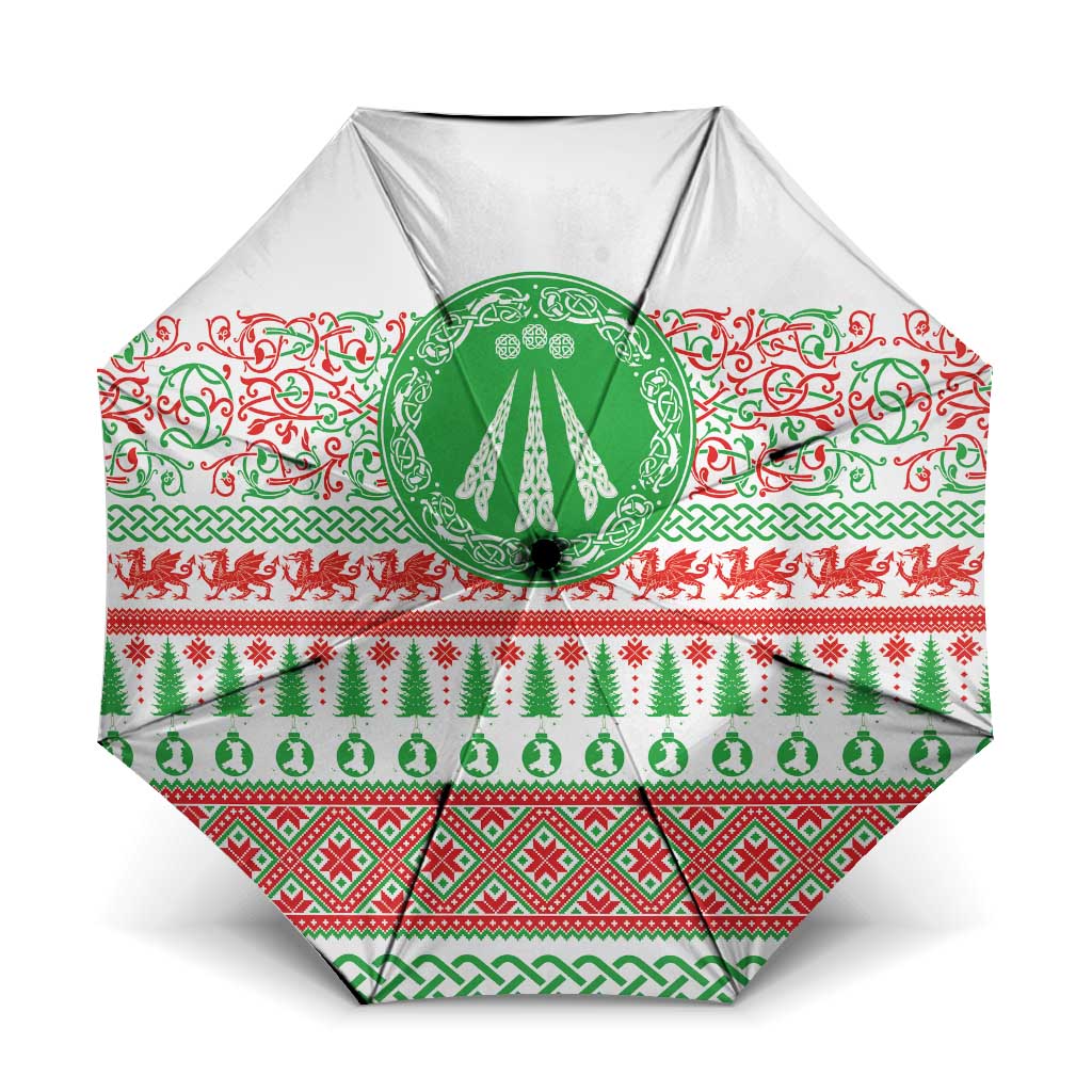 Welsh Christmas Umbrella Awen and Celtics Culture with Xmas Elements - Wonder Print Shop