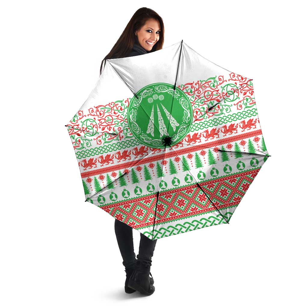 Welsh Christmas Umbrella Awen and Celtics Culture with Xmas Elements - Wonder Print Shop
