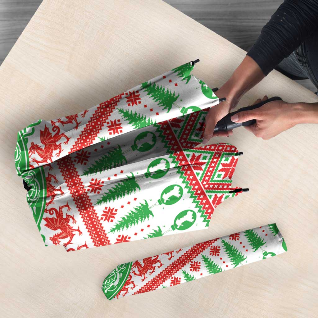 Welsh Christmas Umbrella Awen and Celtics Culture with Xmas Elements - Wonder Print Shop