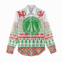 Welsh Christmas Women Casual Shirt Awen and Celtics Culture with Xmas Elements - Wonder Print Shop
