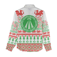 Welsh Christmas Women Casual Shirt Awen and Celtics Culture with Xmas Elements - Wonder Print Shop
