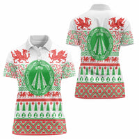 Welsh Christmas Women Polo Shirt Awen and Celtics Culture with Xmas Elements - Wonder Print Shop