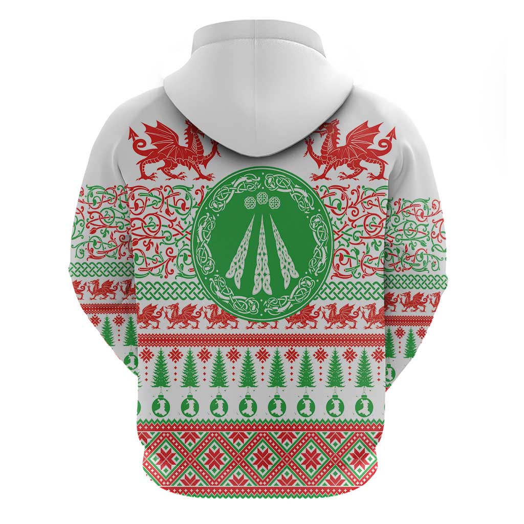 Welsh Christmas Zip Hoodie Awen and Celtics Culture with Xmas Elements - Wonder Print Shop