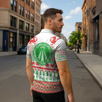 Welsh Christmas Zipper Polo Shirt Awen and Celtics Culture with Xmas Elements - Wonder Print Shop
