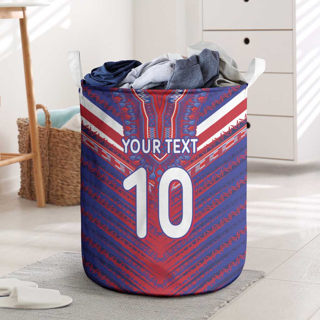Custom Haiti National Football Laundry Basket Dashiki Sporty Style - Wonder Print Shop