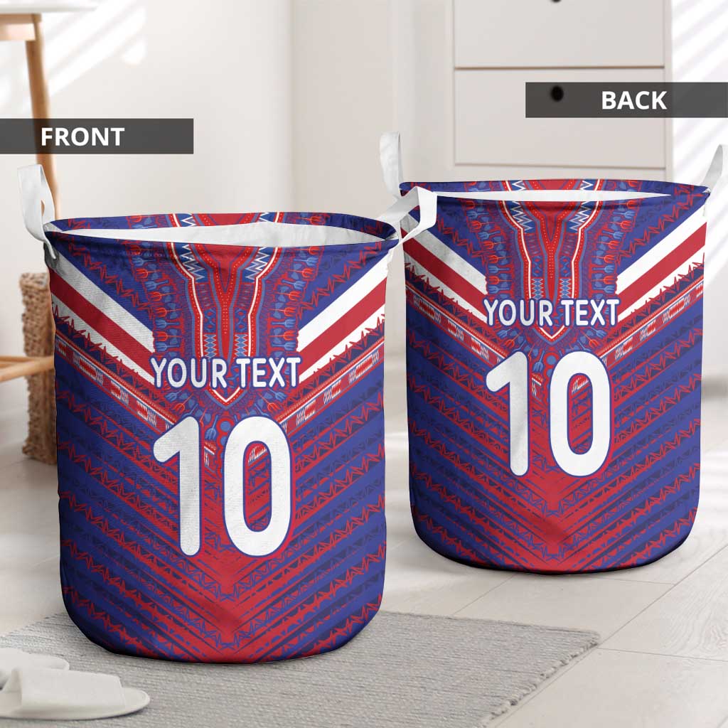 Custom Haiti National Football Laundry Basket Dashiki Sporty Style - Wonder Print Shop