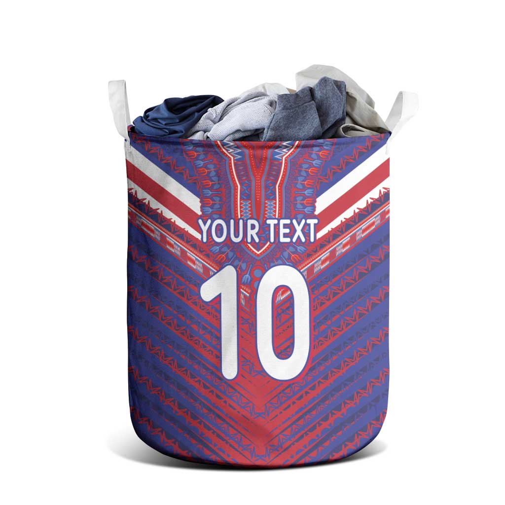 Custom Haiti National Football Laundry Basket Dashiki Sporty Style - Wonder Print Shop