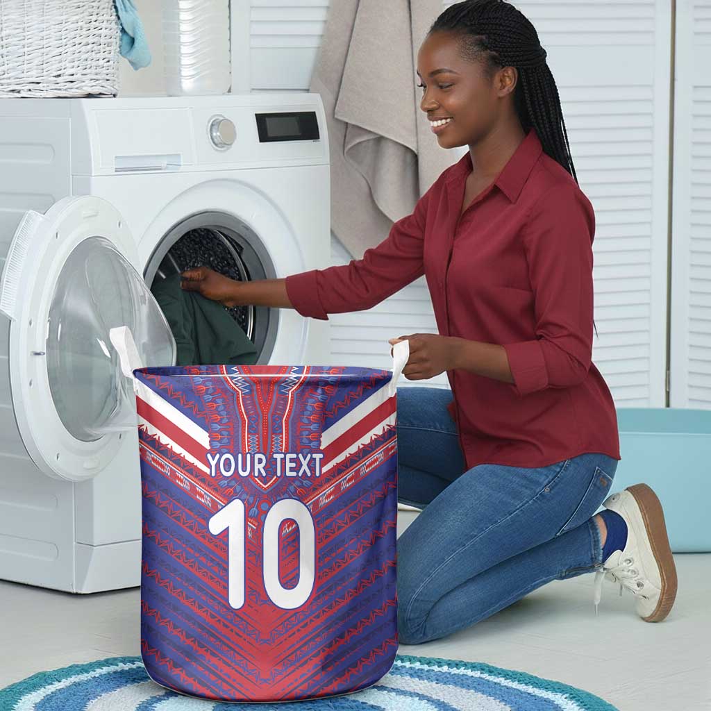 Custom Haiti National Football Laundry Basket Dashiki Sporty Style - Wonder Print Shop