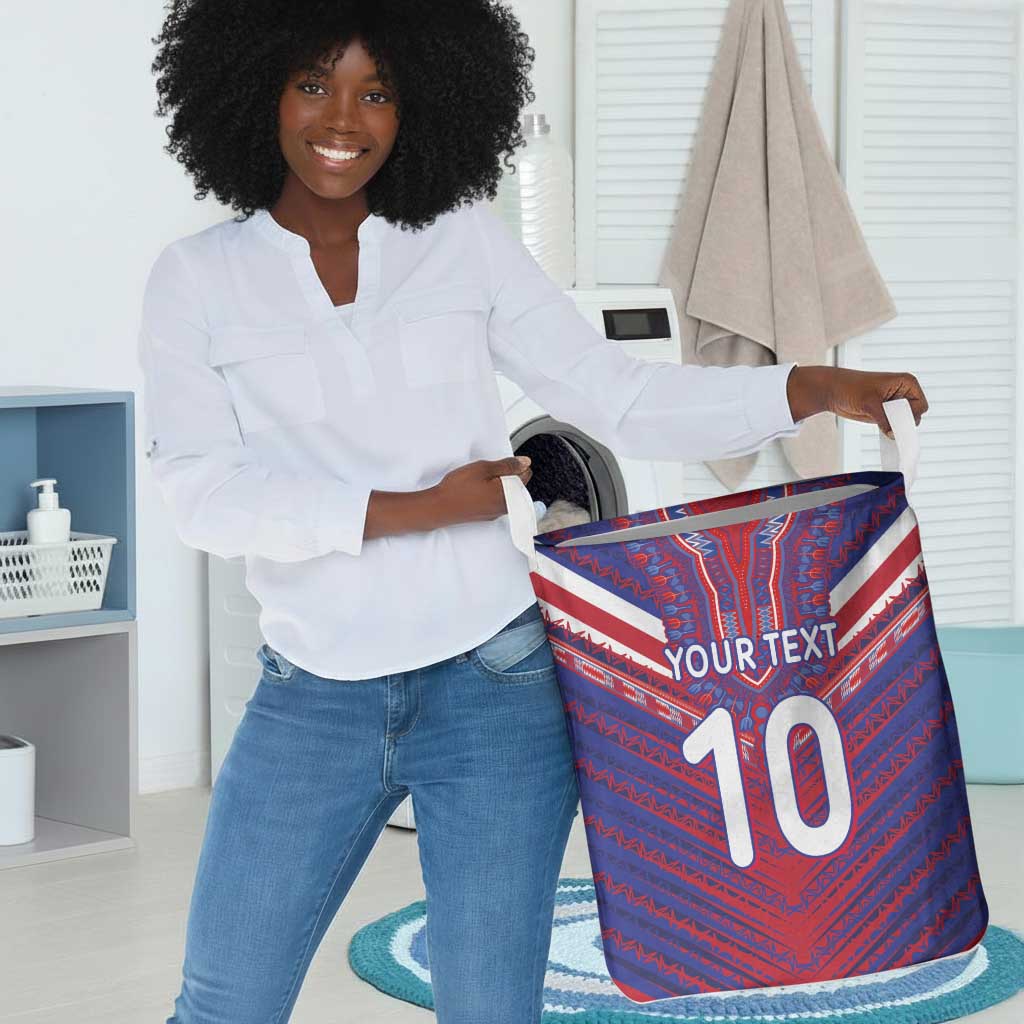 Custom Haiti National Football Laundry Basket Dashiki Sporty Style - Wonder Print Shop