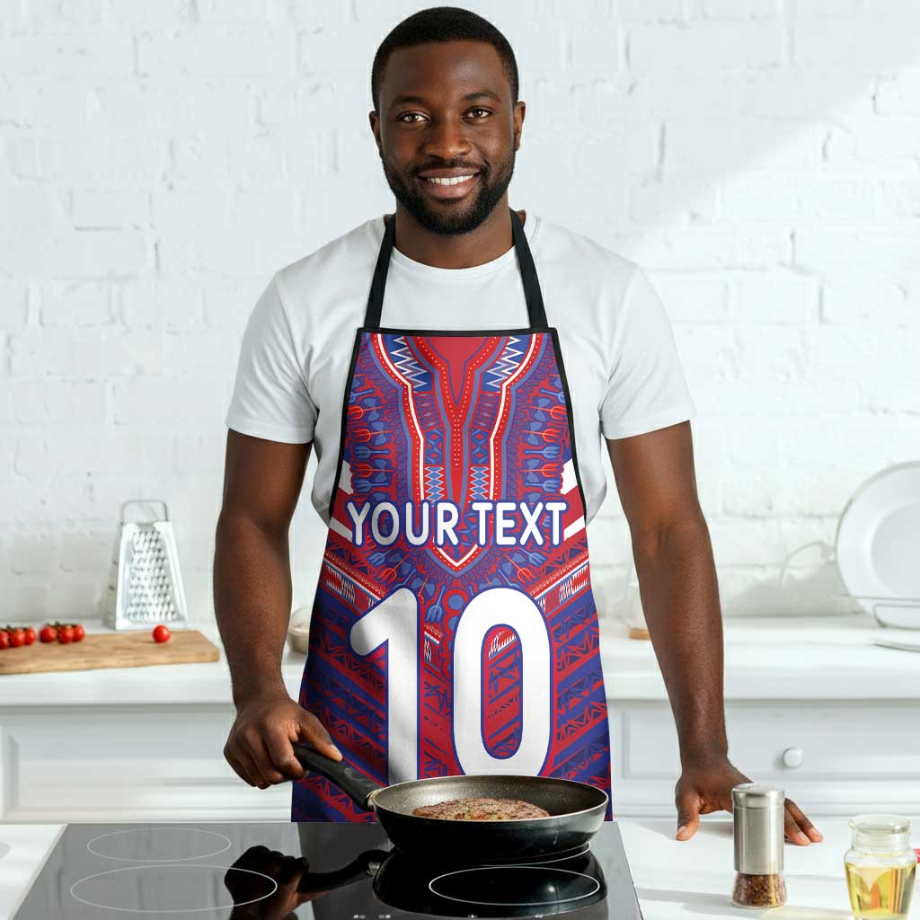 Custom Haiti National Football Apron Dashiki Sporty Style - Wonder Print Shop