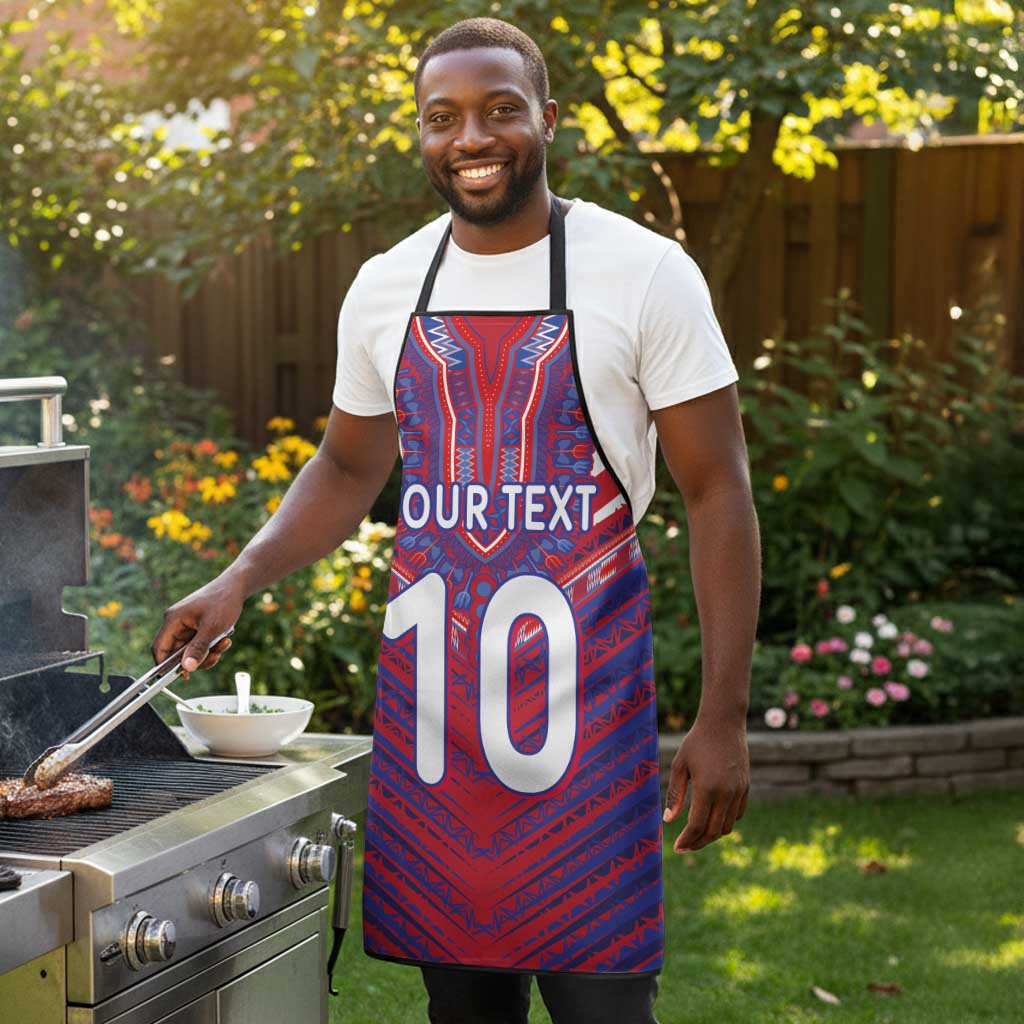 Custom Haiti National Football Apron Dashiki Sporty Style - Wonder Print Shop