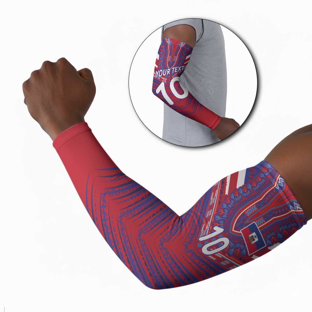 Custom Haiti National Football Arm Sleeves Dashiki Sporty Style - Wonder Print Shop