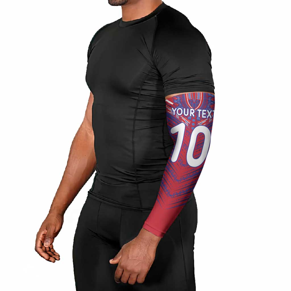 Custom Haiti National Football Arm Sleeves Dashiki Sporty Style - Wonder Print Shop