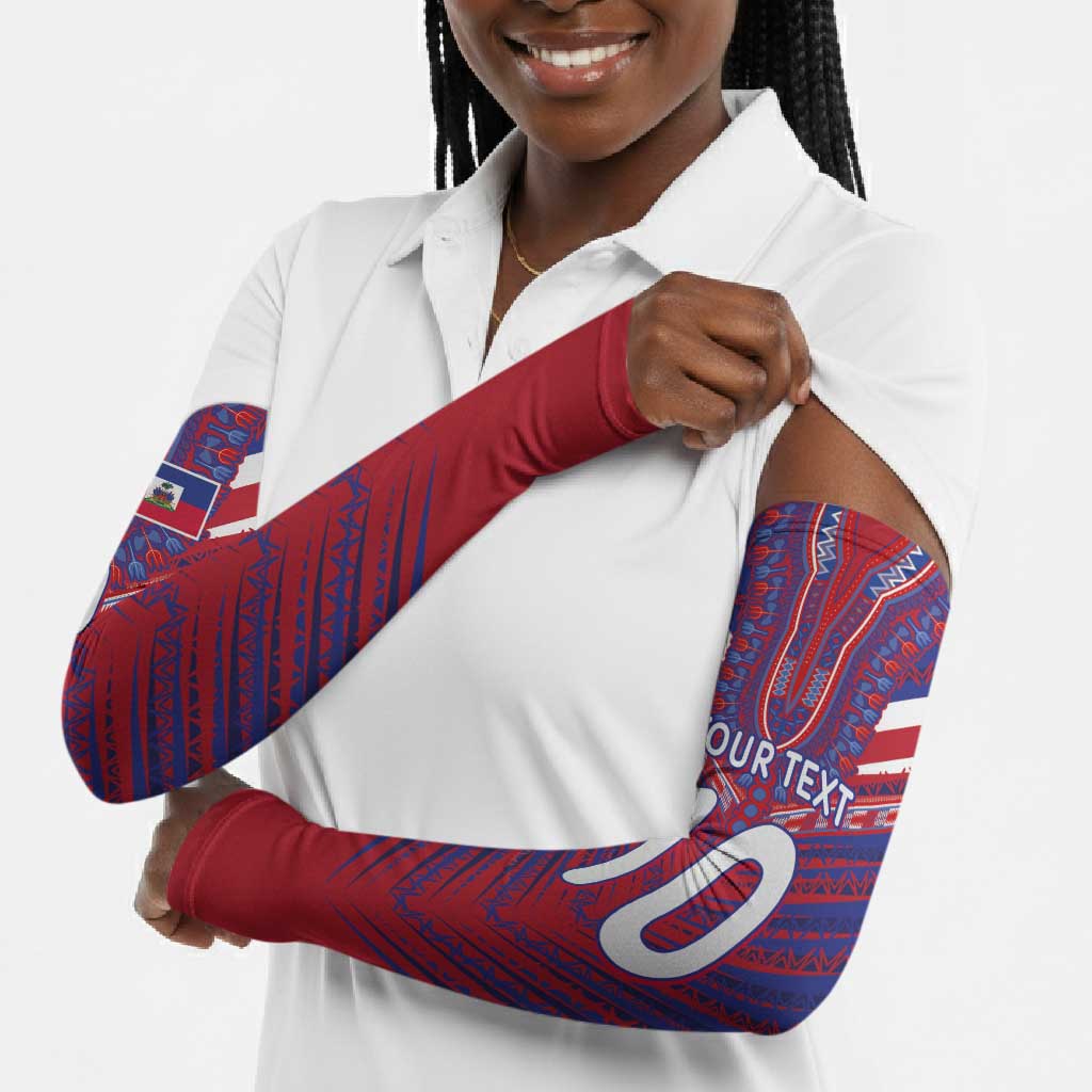 Custom Haiti National Football Arm Sleeves Dashiki Sporty Style - Wonder Print Shop