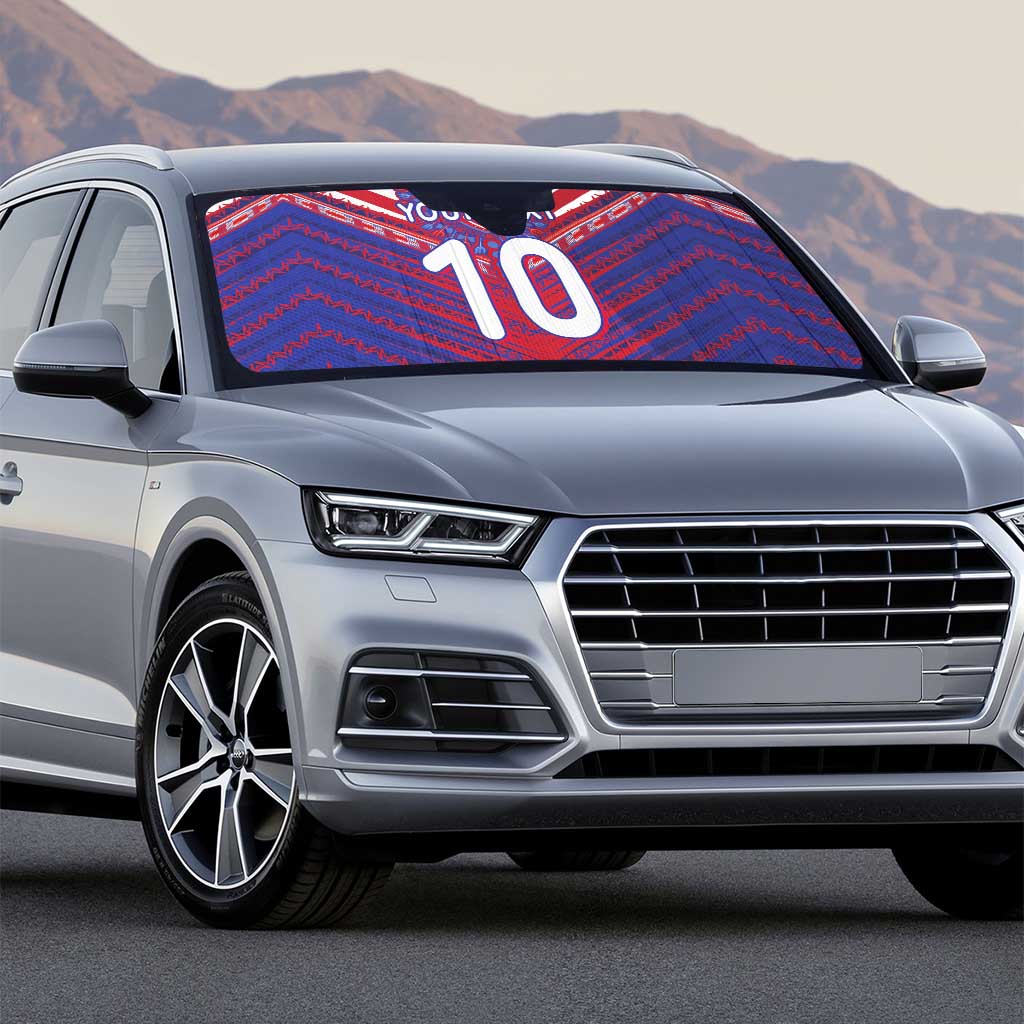 Custom Haiti National Football Auto Sun Shade Dashiki Sporty Style - Wonder Print Shop
