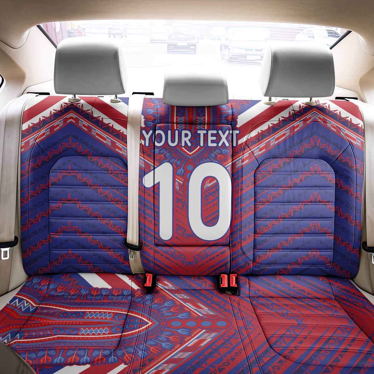 Custom Haiti National Football Back Car Seat Cover Dashiki Sporty Style - Wonder Print Shop