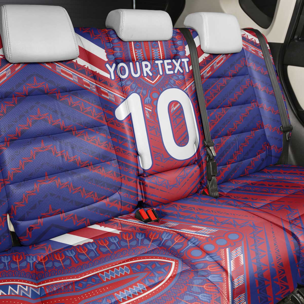 Custom Haiti National Football Back Car Seat Cover Dashiki Sporty Style - Wonder Print Shop