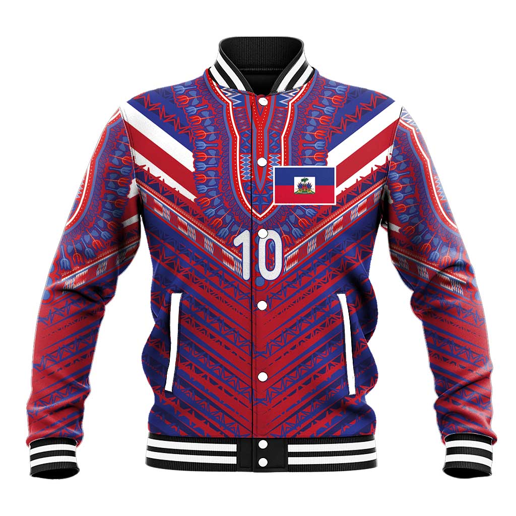 Custom Haiti National Football Baseball Jacket Dashiki Sporty Style - Wonder Print Shop