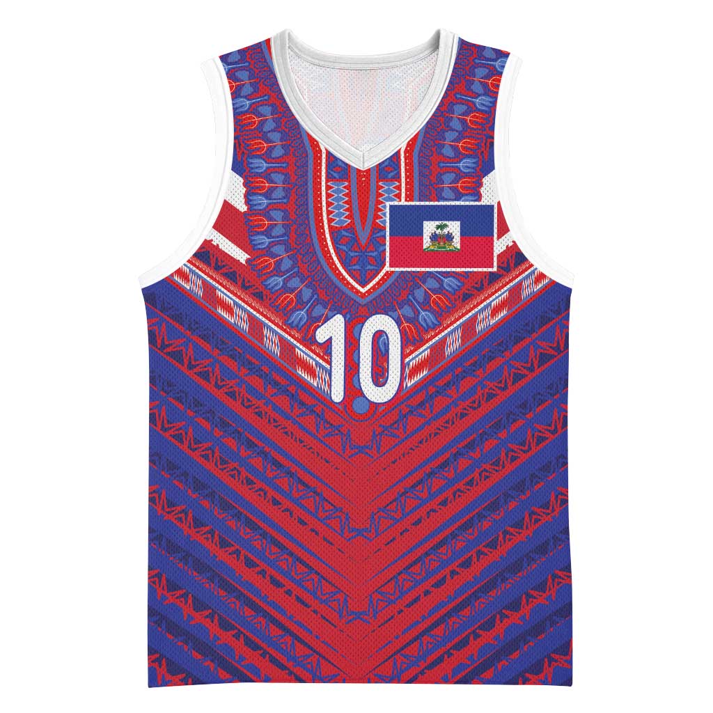 Custom Haiti National Football Basketball Jersey Dashiki Sporty Style - Wonder Print Shop
