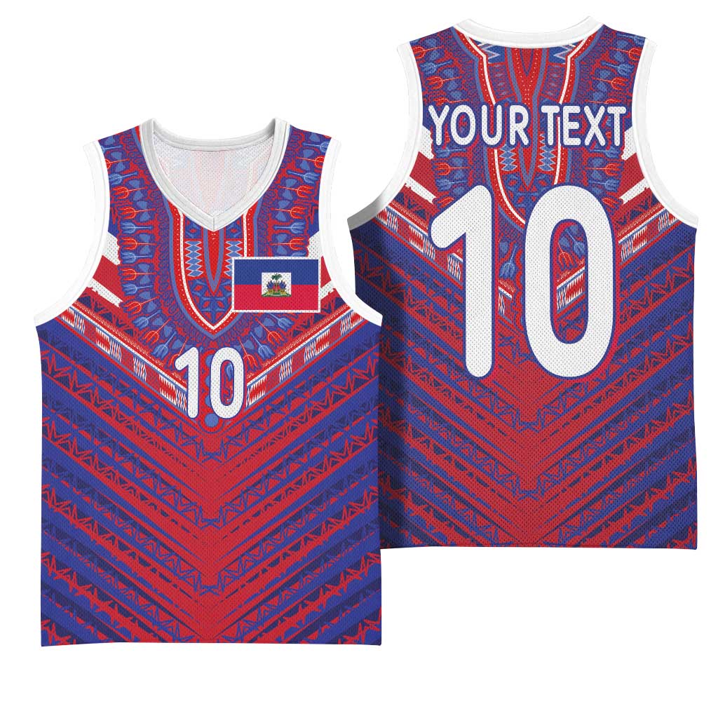 Custom Haiti National Football Basketball Jersey Dashiki Sporty Style - Wonder Print Shop