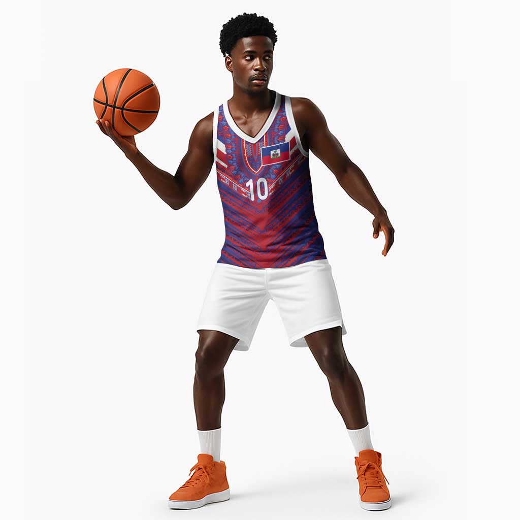 Custom Haiti National Football Basketball Jersey Dashiki Sporty Style - Wonder Print Shop