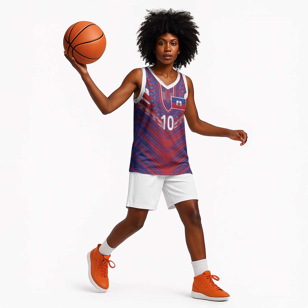 Custom Haiti National Football Basketball Jersey Dashiki Sporty Style - Wonder Print Shop