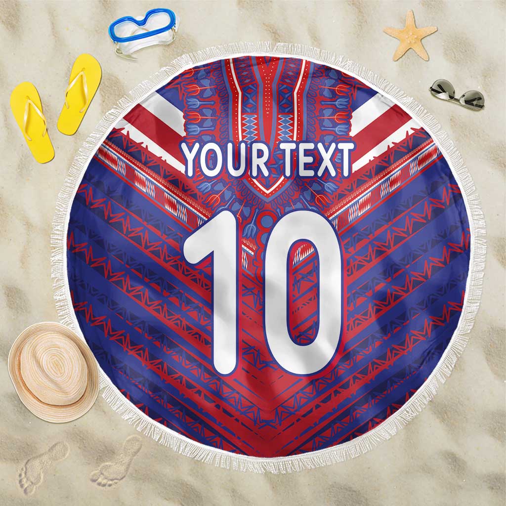 Custom Haiti National Football Beach Blanket Dashiki Sporty Style - Wonder Print Shop