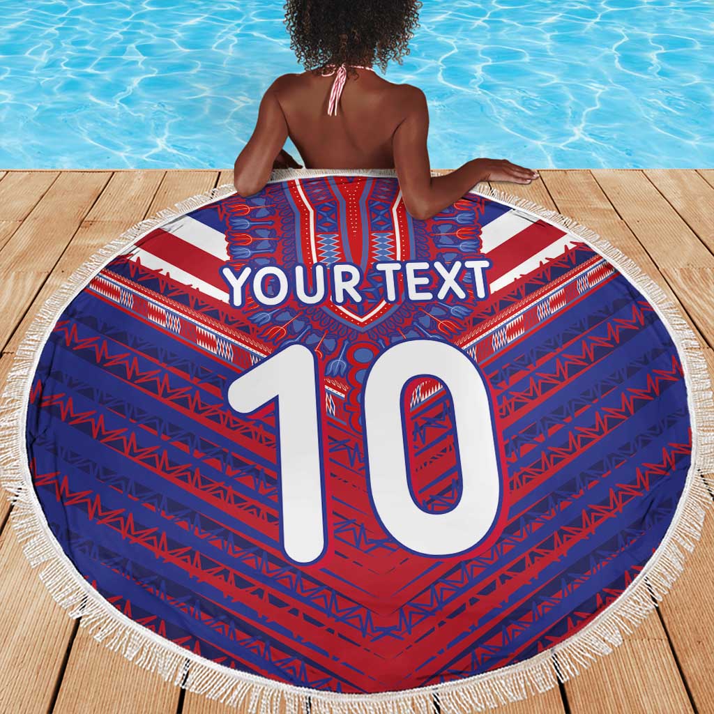 Custom Haiti National Football Beach Blanket Dashiki Sporty Style - Wonder Print Shop