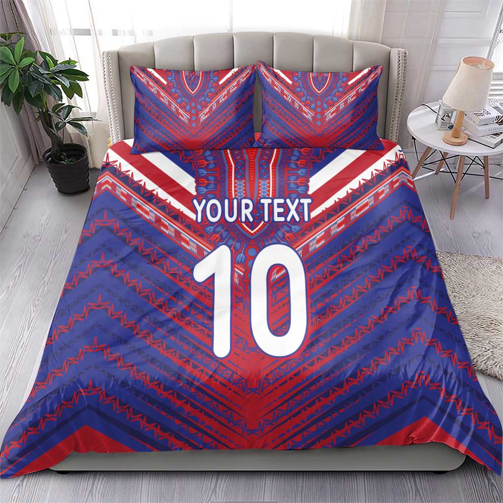 Custom Haiti National Football Bedding Set Dashiki Sporty Style - Wonder Print Shop