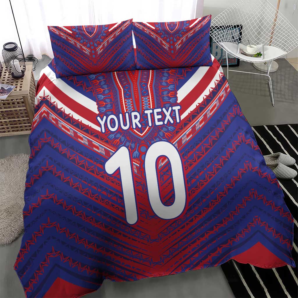 Custom Haiti National Football Bedding Set Dashiki Sporty Style - Wonder Print Shop