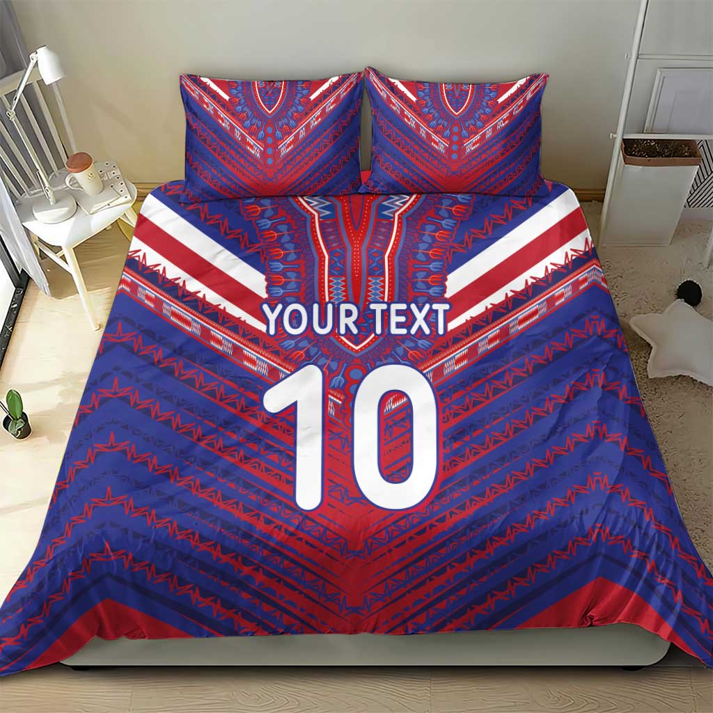 Custom Haiti National Football Bedding Set Dashiki Sporty Style - Wonder Print Shop