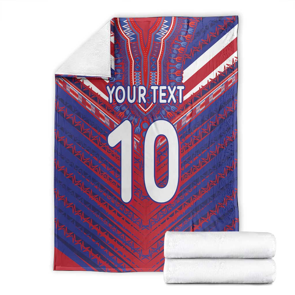 Custom Haiti National Football Blanket Dashiki Sporty Style - Wonder Print Shop