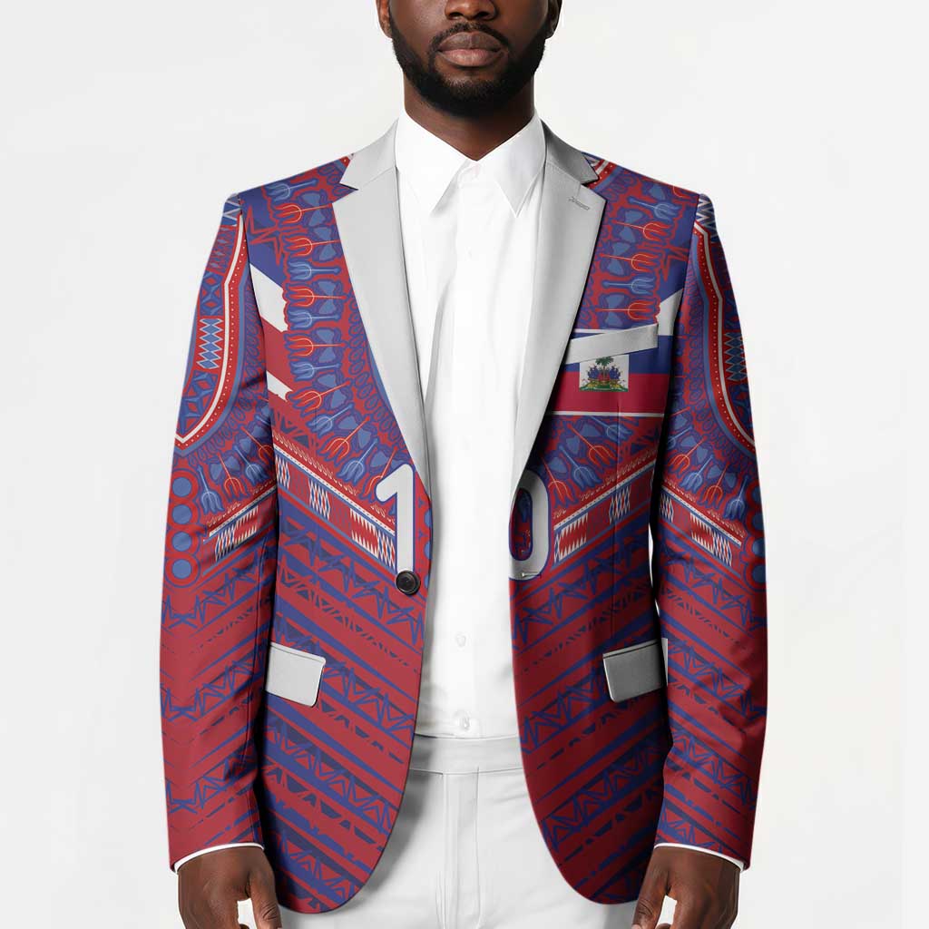 Custom Haiti National Football Blazer Dashiki Sporty Style - Wonder Print Shop