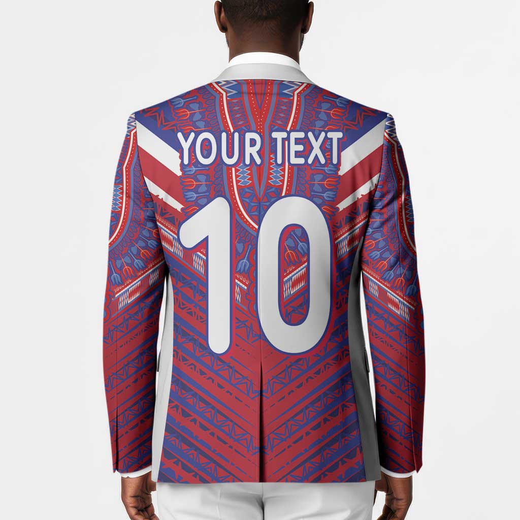 Custom Haiti National Football Blazer Dashiki Sporty Style - Wonder Print Shop