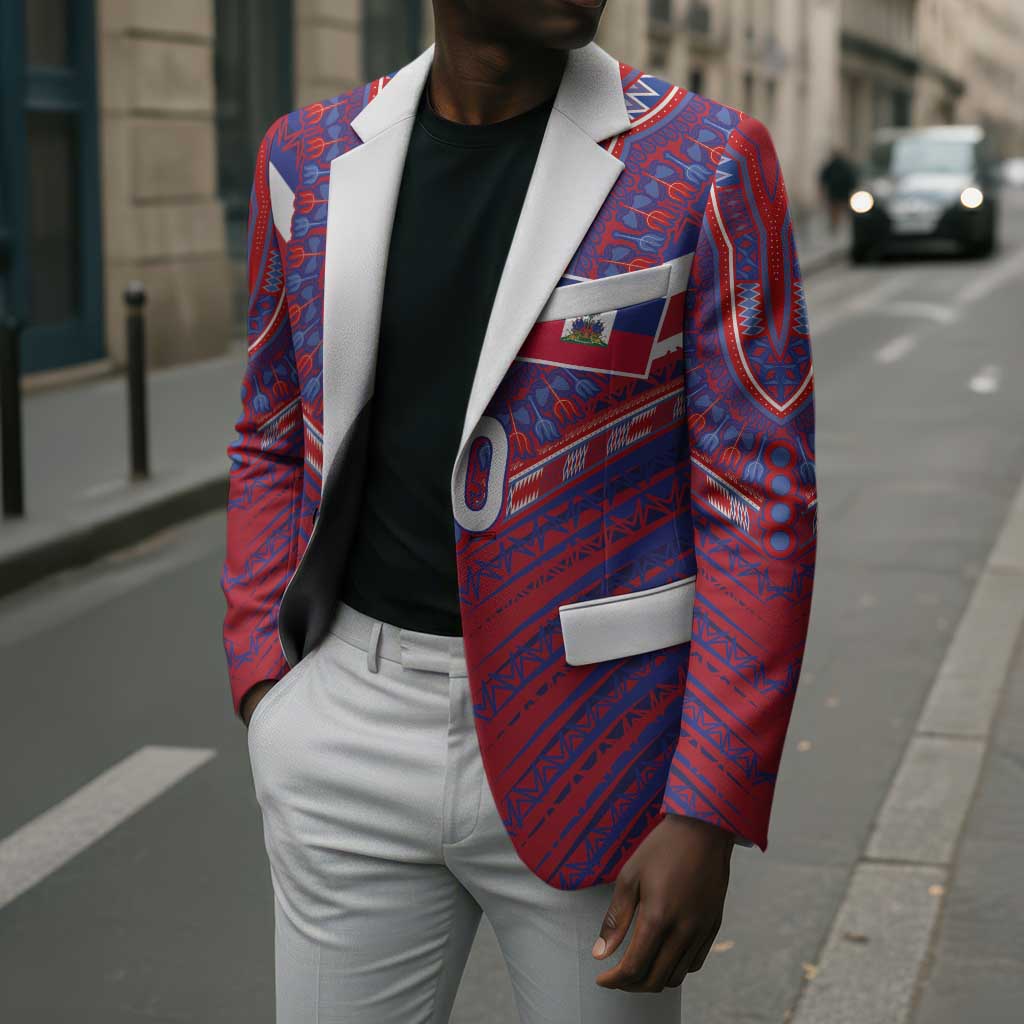 Custom Haiti National Football Blazer Dashiki Sporty Style - Wonder Print Shop
